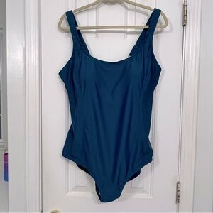 Swim365 blue modest 1 piece adjustable strap swimsuit, size 22W.